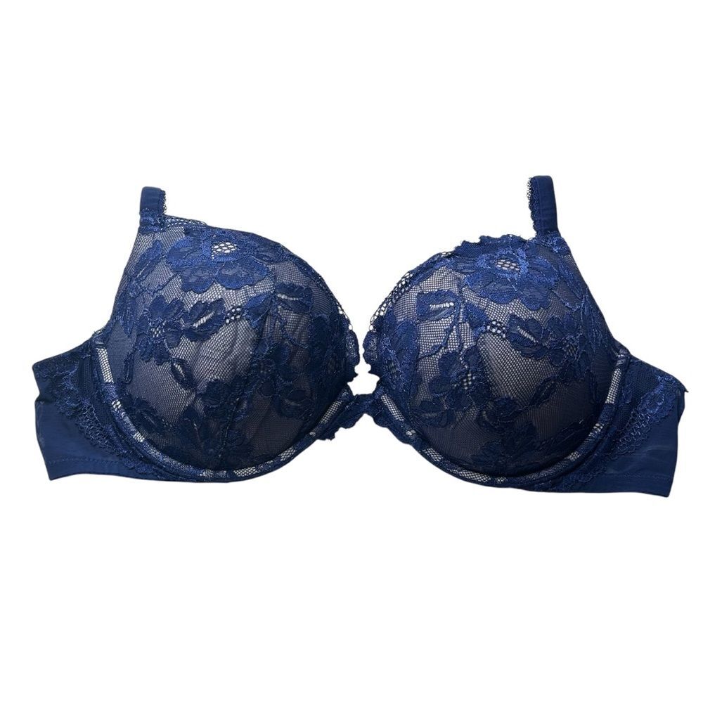 Victoria's Secret Blue Lace Overlay Push Up Bra 38D